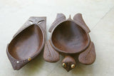 2 HUGE STUNNING HAND CARVED ROSEWOOD SAGO PLATTER DISH BOWLS, 1 FISH SHAPE & OTHER A MARINE TURTLE  WITH DELICATELY INCISED BORDERS ON FINS AND TAIL CREATED BY RENOWNED TRIBAL SCULPTOR TROBRIAND ISLANDS MELANESIA SOUTH PACIFIC COLLECTOR 2A237 & 2A237A