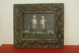 RARE EPHEMERA AMERICANA WHIMSICAL ART: 1880's FRAMED VICTORIAN TRADE CARD: THURLOW GROCER, CIRCUS JUGGLER BOY, NEWBURYPORT (DFPO1U) VINTAGE FRAME DESIGNER COLLECTOR COLLECTIBLE DELIGHTFUL WALL DÉCOR UNIQUE