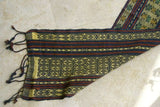 Hand woven Intricate Sumba Songket Hinggi Ikat Textile Runner (61' x 12") with Geometric designs, Made from Handspun Cotton Dyed with Natural Pigments (SR71) with fringes wall Décor designer textile collector unique earthtones