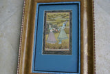 ORIGINAL GONGBI MUGHAL ART BEAUTIFUL FRAMED LARGE PERSIAN INK MINIATURE PAINTING ON SILK FROM NEPAL EXTREMELY DETAILED RENDITION OF KRISHNA IN ORNATE GARB DFN1 DECORATOR DESIGNER COLLECTOR WALL ART HOME DECOR 19”X13.5”