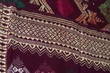 Old Handwoven Brocade Damask  Female Sari Wedding Songket Sarong Hand Embroidered Cloth Textile Art, Multi-colored with Metallic Gold Threads  48" x 20" (SG9) COLLECTED IN NEGARA, INDONESIA & belonging to Nobility royalty
