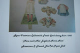 EPHEMERA AMERICANA ANTIQUE WHIMSICAL ART: 1895 FRAMED VICTORIAN TRADE CARD (6 pc DIE CUTS): NEW ENGLAND MINCE MEAT, PAPER DOLL (DFPO1E) 32” x 10.25”, ARTIST HAND PAINTED FRAME SIGNED DESIGNER COLLECTOR COLLECTIBLE WALL DÉCOR