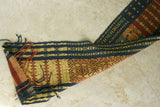 Hand woven Sumba Songket Hinggi Ikat Runner (57" x 12") with Geometric Designs Made from Hand spun Cotton Dyed with Natural Pigments (SR63)  beautiful earthtone geometrics with fringes wall Décor designer textile collector unique