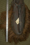 RARE UNIQUE OCEANIC ART LARGE OLD HAND CARVED TRIBAL CLAN ANCESTRAL CULT RAMU SPIRIT MASK WITH LONG PHALLIC NOSE SHELLS BUSH TWINE COLLECTED ON RAMU RIVER PAPUA NEW GUINEA 13A6 ORACLE CONSULTED FOR ADVICE DURING RAIDS COLLECTOR DESIGNER DECOR 39"x 17"