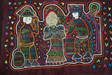 Kuna Indian Folk Art Mola Blouse Panel Applique from San Blas Islands, Panama. Hand stitched Textile Applique: People's Harvest, Eating Fruit 18" x 13.25" (33B)
