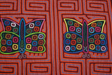 Kuna Indian Folk Art Mola Blouse Panel from  San Blas Islands, Panama. Hand stitched Applique: Butterfly 16.5" x 12" (3B)