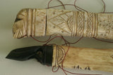 Timor Ethnic Authentic Tribal Lime Container ( used during Betel Habit), Vintage Hand Carved Buffalo Bone receptacles: Choice between 2 pieces with Scrimshaw motifs, 1 with hand Carved Wood Frog stopper and the other with Bone Frog Lid BN2A or BN2B