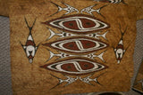 Rare Tapa Kapa Bark Cloth (Called Kapa in Hawaii), from Lake Sentani, Irian Jaya, Papua New Guinea. Hand painted by a Tribal Artist with natural pigments,: Abstract Geometric Stylized Fish and Shield Motifs 27" x 19.5" No 43