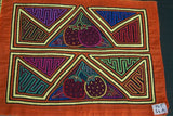 Kuna Indian Folk Art Mola Blouse Panel Textile from San Blas Islands, Panama. Hand stitched Applique: Strawberry Fruit 16.5" x 12.75" (34A)