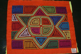 Kuna Indian Folk Art Mola Blouse Panel from San Blas Islands, Panama. Hand stitched Textile Applique: Geometric Abstract North Star Sky Motif  15" x 13" (39A)