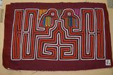 Kuna Indian Abstract Traditional Mola blouse panel from San Blas Islands, Panama. Minutely Hand Stitched Detailed Applique Panel: Bird with Maze Background  18" x 11.75" (76B)