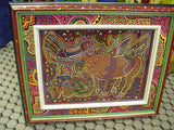 Kuna Indian Abstract Art Mola Blouse Panel, Hand stitched Applique with minute stitches from San Blas Islands, Panama: Mirror Image Baby Birds Trapped in Brain Coral Labyrinth Maze, 19" x 13.5"  (66B)