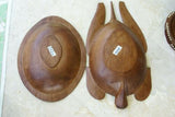 2 HUGE STUNNING HAND CARVED ROSEWOOD SAGO PLATTER DISH BOWLS, 1 OVAL SHAPE & OTHER A MARINE TURTLE  WITH DELICATELY INCISED BORDERS ON FINS AND TAIL CREATED BY RENOWNED TRIBAL SCULPTOR TROBRIAND ISLANDS MELANESIA SOUTH PACIFIC COLLECTOR 2A16 & 2A212