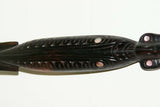 South Pacific Rare Ebony Art Mother Pearl Salty Crocodile gator Hand Carved 46