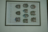 RARE HIGHLY COLLECTIBLE 1790 H.C HAND COLORED ANTIQUE Copper engraving created on handmade paper by Bertuch 1790, Over 230 years old. Ancient masks For tragedy performances, for comedies & bacchic masks for satire.