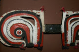 EXTREMELY RARE OCEANIC ART KIADIBA OR DANCE PADDLE FROM THE TROBRIAND ISLANDS, MELANESIA. HAND CARVED WOOD PAINTED WITH NATURAL DYES CIRCA 1950 AS SEEN IN MUSEUMS REPRESENTING RARE CULTURES COLLECTOR DESIGNER PAPUA NEW GUINEA HOME  DECOR no 4A5A