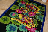 HIGH QUALITY HAND PAINTED TEXTILE FABRIC SARONG, SIGNED BY THE ARTIST. VIBRANT COLORS & VERY DETAILED MOTIFS OF FISH & LOTUS, LILY PADS, 70” x 48” (no 20B)