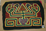Kuna Indian Folk Art Mola Blouse Panel from San Blas Islands, Panama. Hand-stitched Applique: Tree of Life with Birds, Heart as Root  17" x 11.75" (75B)