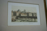 19TH C. PARIS A TRAVERS AGES 1885 ORIGINAL ARCHITECTURE ANTIQUE FOLIO ENGRAVING  GRAND CHATELET ET PONT DE BOIS, PARIS Engraved by Benoist, Sorieu & Bayalos. PROFESSIONALLY MATTED & FRAMED WALL DÉCOR.