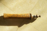 Old Unique Timorese Buffalo Bone Scrimshaw Hand Etched Lime Container, Ethnic Tribal  Flute Tube, Totem Effigy Motif with Hand Carved Wood Stopper Representing an Ancestor Face for Protection Against Evil, & used during the betel nut-lime habit. BN55