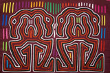 Kuna Indian Folk Art Mola blouse panel from San Blas Islands, Panama. Hand stitched Applique: Mirror Image Flamingo Urn Motif 18.5" x 13" (78A)