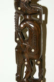 Rare Hand Carved Wood & Mother of Pearl Chief Power staff, magic amulet: Dragon sticking his tongue to intimidate & scare evil spirits, Trobriand Islands, Massim Culture, Kula Ring, South Pacific (1A1)