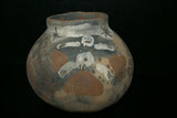 Rare 1980's Vintage Collectible Primitive Hand Crafted Vermasse Terracotta Pottery, Vessel from East Timor Island, Indonesia: 3D Raised Relief Decorative Geometric & Ancestor Motifs, colored with natural earthtone pigments 8" x 7" (22.5" Diameter) P25