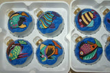 Unique cute Cabin, cabana or Home  Décor: 2 Large Glass Ball Ornament  with Beach Palm Trees Ocean Island Motif delicately Hand painted  & Signed by  Florida artist