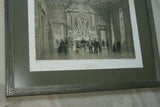 Felix Benoist: PARIS IN ITS SPLENDOR 1861 ORIGINAL ARCHITECTURE ANTIQUE FOLIO CHROMOLITHOGRAPH 19TH CENTURY "HOTEL DE VILLE DE PARIS: “SALLE DU THRONE"  MATTED & FRAMED WALL DÉCOR
