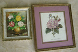 2 Framed 1 Hand-painted canvas Oil signed Roses + 1 Limited Edition Redoute Print