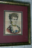 19th century original antique 1860 Original Authentic Currier & Ives Huge Folio Lithograph Lady’s Portrait: Julia 27 1/4" X 23" professionally framed in signed hand painted frame and triple matted, one mat is hand painted as well