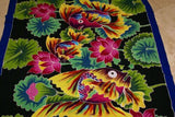 HIGH QUALITY HAND PAINTED TEXTILE FABRIC SARONG, SIGNED BY THE ARTIST. VIBRANT COLORS & VERY DETAILED MOTIFS OF FISH & LOTUS, LILY PADS, 70” x 48” (no 20B)