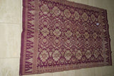 100 yrs Old Brocade Damask Woman Songket  Sari Textile Burgundy with Metallic Gold Threads Wedding Lotus & Stupa Motif belonging to Nobility royalty Hand woven with Handspun Silk  52"x 32" (SG37) from Klugkung Bali