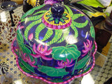 Unique cute Cabin, cabana or Home  Décor: 2 Large Glass Ball Ornament  with Beach Palm Trees Ocean Island Motif delicately Hand painted  & Signed by  Florida artist