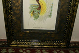 ANTIQUE AUTHENTIC MID 1800’S LITHOGRAPH 19TH C. PARADISEA PAPUANA OR LESSER BIRD OF PARADISE FRAMED IN CUSTOM HAND PAINTED SIGNED FRAME WITH 3 ACID FREE HAND PAINTED MATS