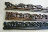 UNIQUE INTRICATELY HAND CARVED ORNATE WOOD HANGER 31” LONG (ROD, RACK) USED TO DISPLAY RARE OR PRECIOUS TEXTILES ON THE WALL, SUPERB BAS RELIEF CHOICE BETWEEN 3 LACY FOLIAGE VINES & DOLPHIN FROG OR FLOWER 1049, 1050 OR 1051 COLLECTOR DESIGNER ART