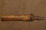 Old Unique Timorese Buffalo Bone Scrimshaw Hand Etched Lime Container, Ethnic Tribal  Flute Tube, Totem Effigy Motif with Hand Carved Wood Stopper Representing an Ancestor Face for Protection Against Evil, & used during the betel nut-lime habit. BN55