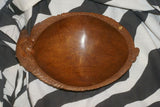 STUNNING ROSEWOOD WOOD MUSEUM MASTERPIECE SAGO PLATTER DISH BOWL DELICATELY CARVED INTO A LARGE FISH BY RENOWNED TRIBAL SCULPTOR FROM  REMOTE TROBRIAND ISLANDS MELANESIA SOUTH PACIFIC COLLECTOR DESIGNER 2A40 11"X7.5"x2.5”