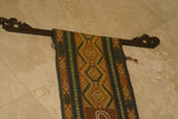Hand woven Intricate Sumba Songket Hinggi Ikat Textile Runner (61' x 12") with Geometric designs, Made from Handspun Cotton Dyed with Natural Pigments (SR71) with fringes wall Décor designer textile collector unique earthtones