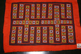 Kuna Indian Folk Art Mola Blouse Panel from San Blas Islands, Panama. Hand-stitched Reverse Applique: Pig Hooves Tracks with Traditional Maze Background  18.5" x 13.25" (42B)
