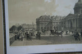 19TH CENTURY FRAMED PARIS IN ITS SPLENDOR 1861 ORIGINAL ARCHITECTURE ANTIQUE FOLIO LITHOGRAPH PALAIS DE L'INSTITUT, PARIS, FRANCE DOUBLE MATTED & FRAMED PROFESSIONALLY