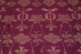 Old Superb Ceremonial Balinese hand woven textile Antique Burgundy Ceremonial Songket Brocade damask Embroidery with Sacred Lotus Motif with Metallic Gold Threads 65" x 42" (SG42) Collected in Klunkung Regency, Bali & belonging to Nobility royalty