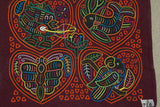 Kuna Indian Abstract Traditional Mola blouse panel from San Blas Islands, Panama. Hand stitched Applique: Animals 16.5" x 13.25"  (72B)