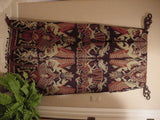 6 Hand carved Wood Elegant Unique Display Hanger Rack Rods Bars with Ornate Finials at each end 19" Long Created to Display Precious Textiles: Antique Tapestry Runner Obi Needlepoint Fabric Panel Quilt Rare Cloth etc… Designer Collector Wall Décor
