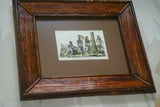 RARE & AUTHENTIC  19C FRAMED ITALIAN ANTIQUE H.C HAND COLORED HISTORICAL  ENGRAVING OF AUSTRALIA ABORIGINES FROM BERNIERI ANTIQUE TRAVEL BOOK MATTED AND CUSTOM FRAMED IN BAMBOO FRAME