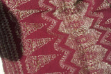 Old Superb Ceremonial Balinese hand woven textile Antique Burgundy Red Embroidery Brocade damask Wedding Songket with Metallic Gold Threads 38" x 17" (SG29) Collected in Klunkung Regency, Bali & belonging to Nobility royalty