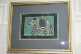 ORIGINAL GONGBI MUGHAL ART BEAUTIFUL FRAMED LARGE PERSIAN INK MINIATURE PAINTING ON SILK FROM NEPAL EXTREMELY DETAILED RENDITION OF COURT ELEPHANT IN ORNATE GARB DFN12 DECORATOR DESIGNER COLLECTOR WALL ART HOME DECOR 22”X18”