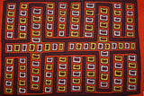 Kuna Indian Folk Art Mola blouse Panel from San Blas Islands, Panama. Reverse Hand stitched Applique: Geometric Pig Hooves’ Animal Tracks 17" x 13" (42A)