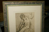 Very rare Original folio copperplate engraving dating 1660 Seneca Moriens In Balneo Rome Nude from Villa Pamphilia: eiusque Palatium Printed on hand-made watermarked laid paper 360+ years old!!! Double matted & Framed in hand painted signed frame