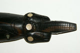Rare Melanesian Art Ebony Mother of Pearl Crocodile Alligator Hand Carving 1A48